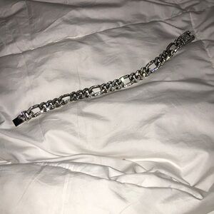 Silver tone anklet pave rhinestone